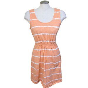 Joe Fresh Womens Striped Sleeveless Dress Size M Orange Tie Dye Cotton Summer